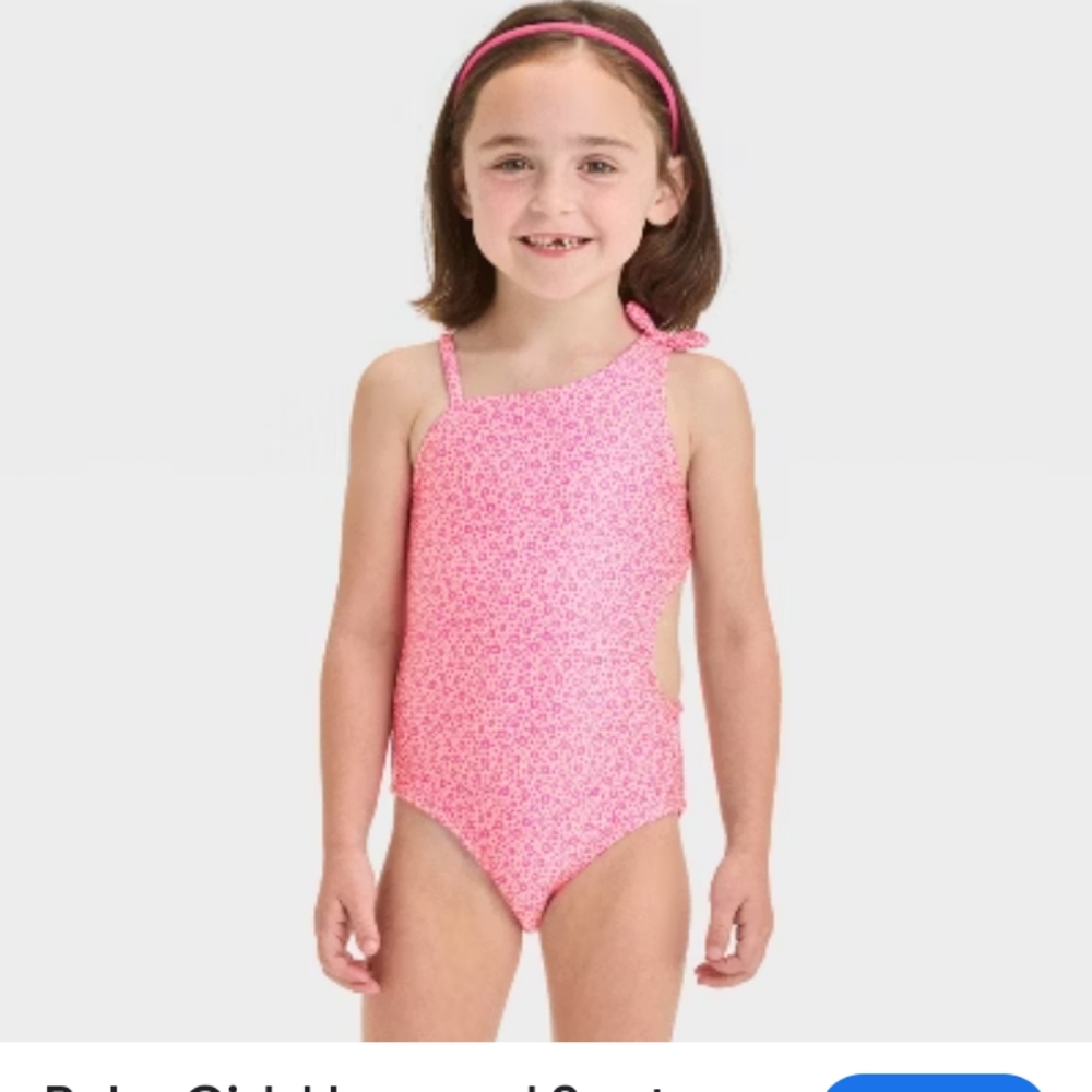 GIRL'S LEOPARD PRINT CUT OUT SWIMSUIT SIZE 4T